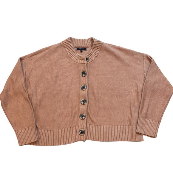 NEW QUINCE 100% Organic Cotton Cropped Button Up Cardigan Black Size Medium M - Picture 4 of 7